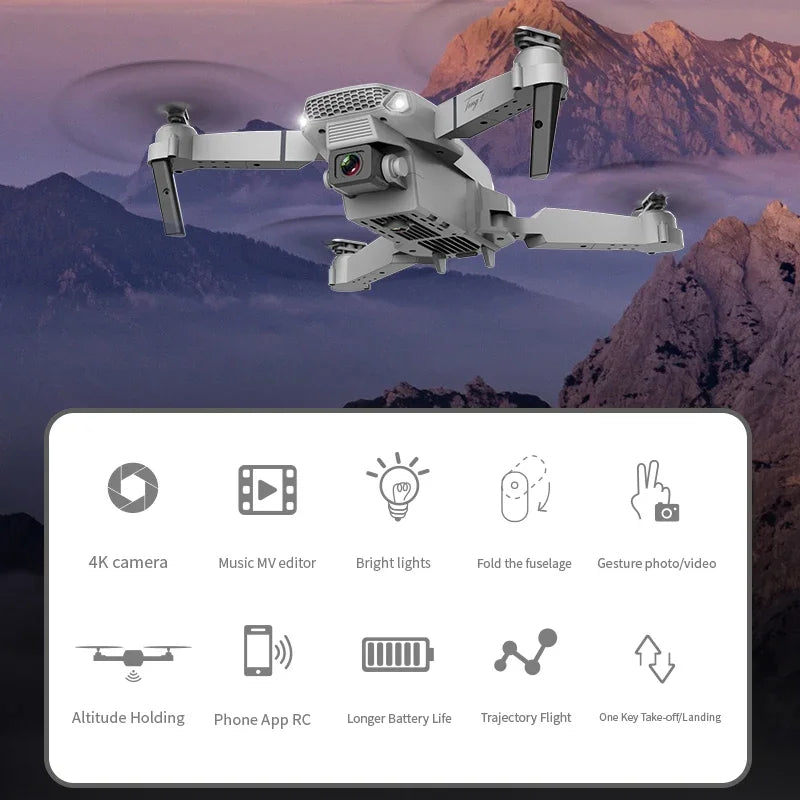 E88 Pro WiFi FPV Drone 4K HD Camera Height Hold Foldable Quadcopter Ideal Gift for Beginners  Rusoft Innovation