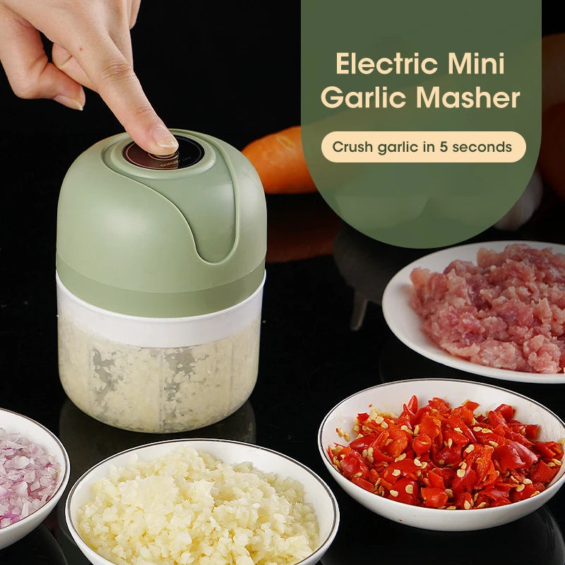 Mini Chef 250ml – Picadora Eléctrica Portátil USB para Ajo, Verduras y Carne