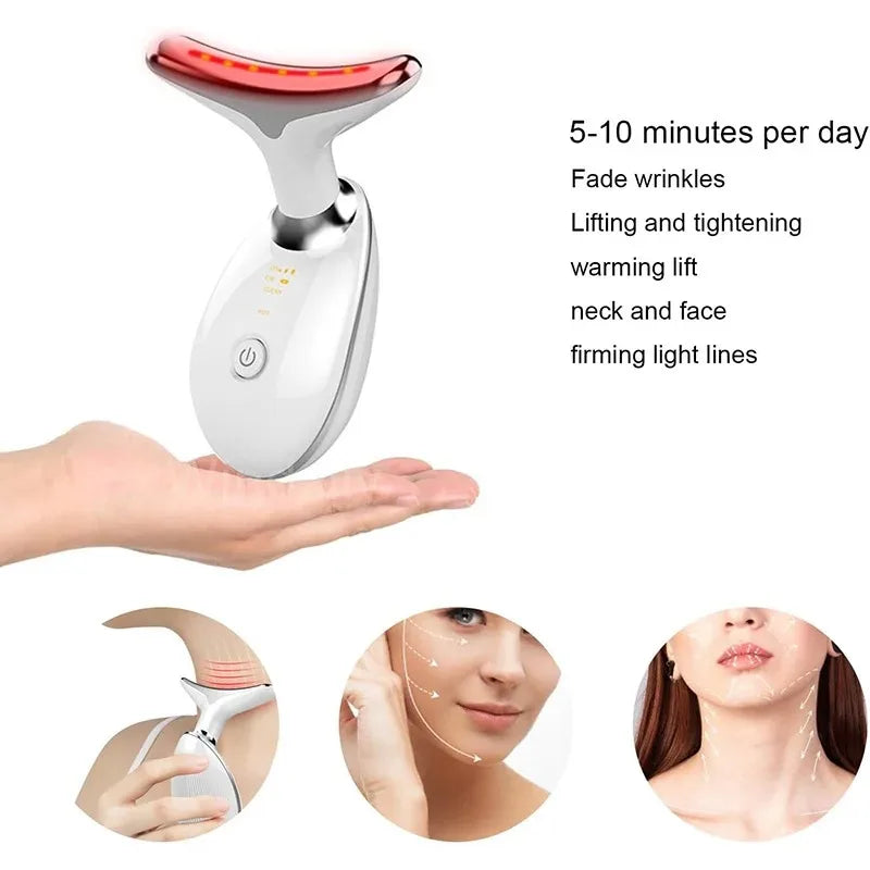 Masajeador facial antiarrugas de 7 colores: Dispositivo reafirmante para cuello y rostro  Rusoft Innovation