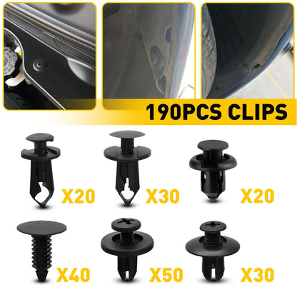 Kit 190 Piezas Clips y Sujetadores para Coche – Parachoques, Guardabarros y Paneles  Rusoft Innovation