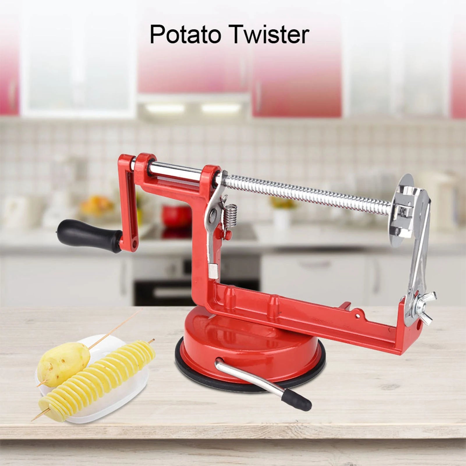 TwistChef® Cortador de Papas Espiral Manual con Base de Succión – Acero Inoxidable