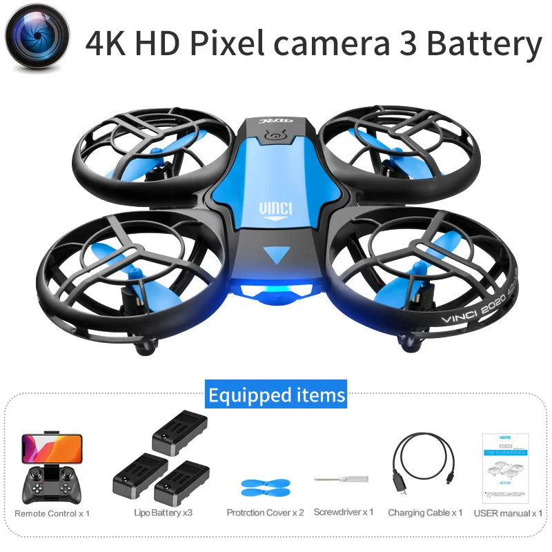 Drone V8 Mini 4K con Cámara HD 1080P Gran Angular – WiFi FPV, Altura Estable y Diseño Plegable para Niños y Principiantes  Rusoft Innovation
