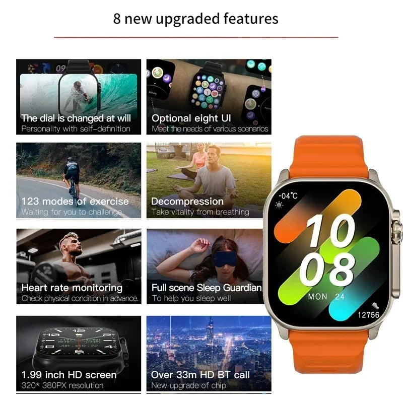 Smartwatch LAXASFIT T900Ultra – Reloj Inteligente con Bluetooth, Llamadas, Alertas de Mensajes, Monitor de Ritmo Cardíaco y Funciones Deportivas para Android e iOS  Rusoft Innovation