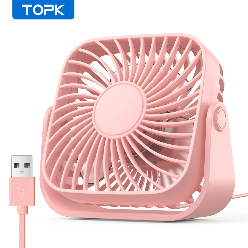 Mini Ventilador USB TOPK 4” – Portátil, Silencioso y Ajustable 360°  Rusoft Innovation