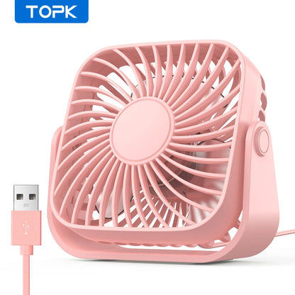 Mini Ventilador USB TOPK 4” – Portátil, Silencioso y Ajustable 360°  Rusoft Innovation