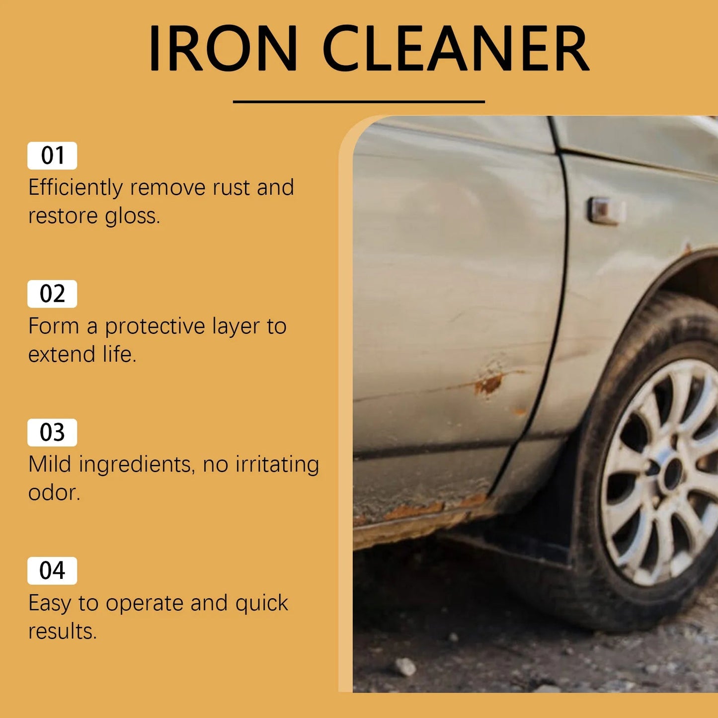 Heavy Duty Rust Remover Spray - Auto Metal Parts Cleaner, Corrosion Protection & Degreaser For Car Motorcycle Truck (120ml)  Rusoft Innovation
