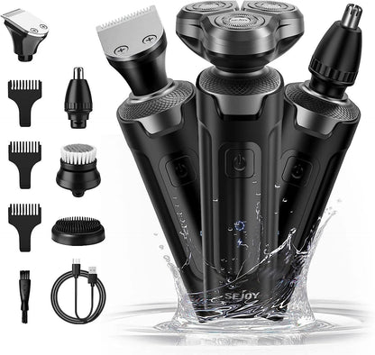 SEJOY Kit de Aseo Masculino 4 en 1 – Recortadora de Barba Eléctrica, Cortapelos, Afeitadora Inalámbrica y Recortador de Nariz Recargable  Rusoft Innovation
