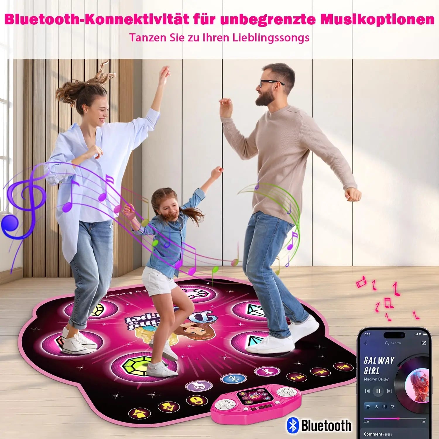 Alfombra de Baile TERRAMUS – Juguete Interactivo con Luces LED, Bluetooth, 27 Niveles y Desafío de Memoria para Niñas 3+  Rusoft Innovation