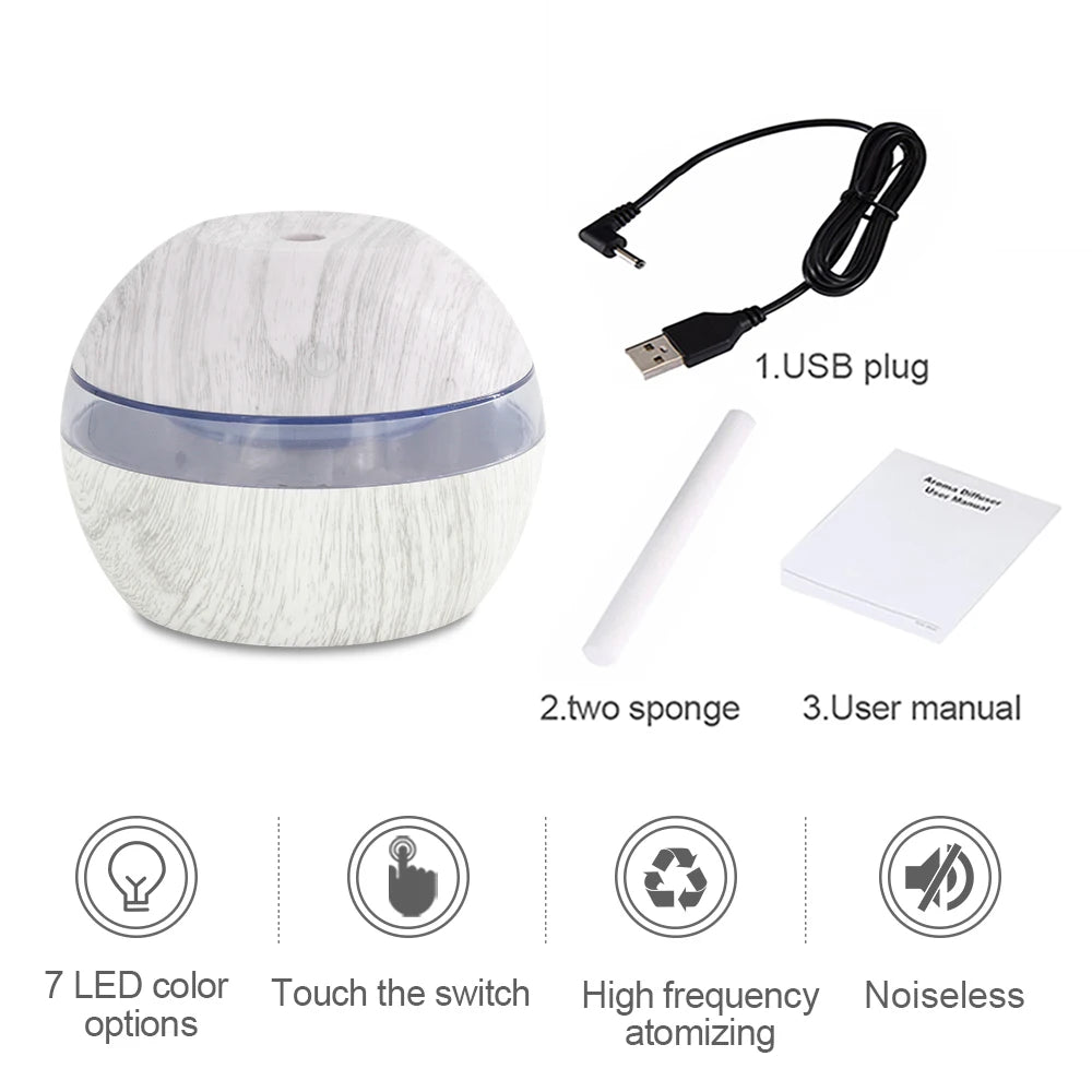 Humidificador Ultrasónico 300ml – Difusor de Aceites Esenciales con Niebla Fría, Temporizador y Apagado Automático para Hogar y Oficina  Rusoft Innovation