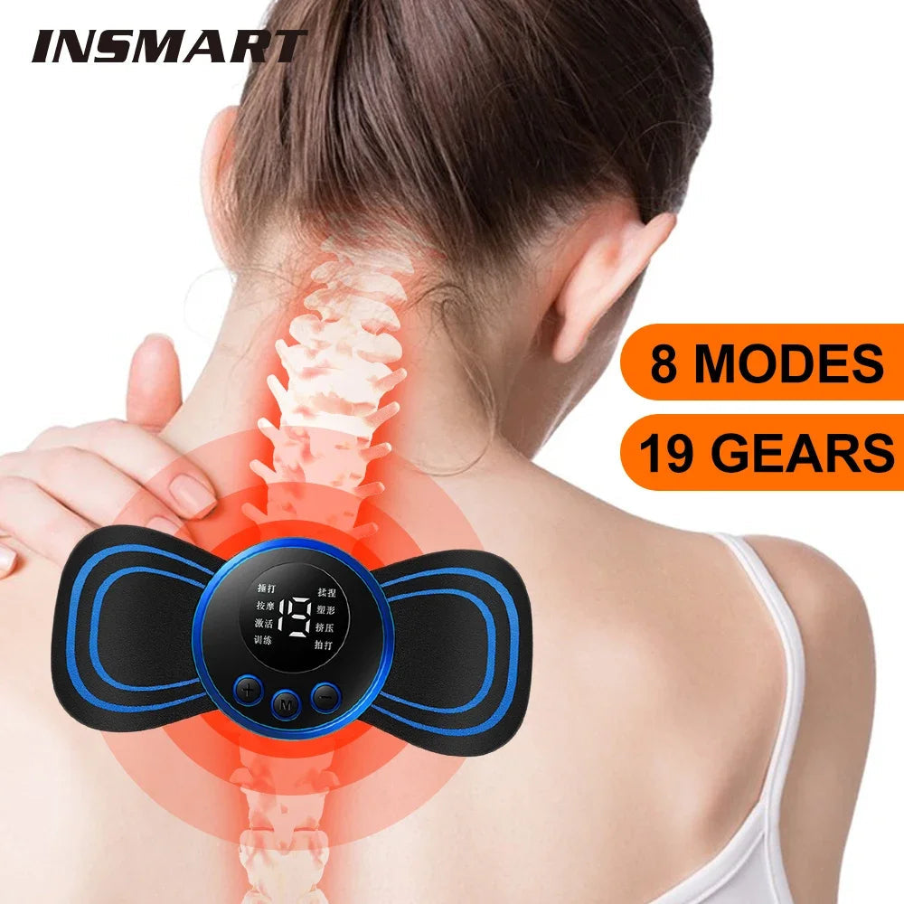 Masajeador de Cuello Eléctrico EMS Mini – Parches de Masaje Cervical y Espalda 8 Modos para Alivio de Fatiga Muscular  Rusoft Innovation