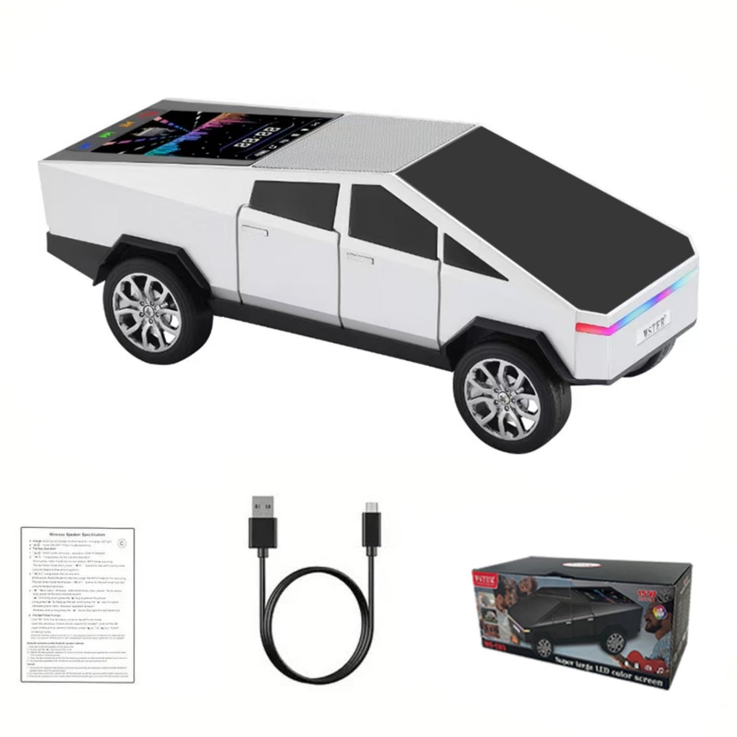 WS-580 Bluetooth Pickup Truck Portable Speaker With Display, High-definition Sound, TWS Pairing, FM Radio, Built-in Microphone For Hands-free Calls, A Surprising Gift For Car Enthusiasts Rusoft Innovation