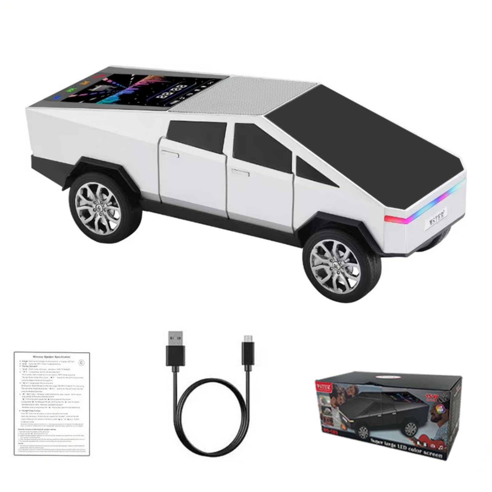 WS-580 Bluetooth Pickup Truck Portable Speaker With Display, High-definition Sound, TWS Pairing, FM Radio, Built-in Microphone For Hands-free Calls, A Surprising Gift For Car Enthusiasts Rusoft Innovation