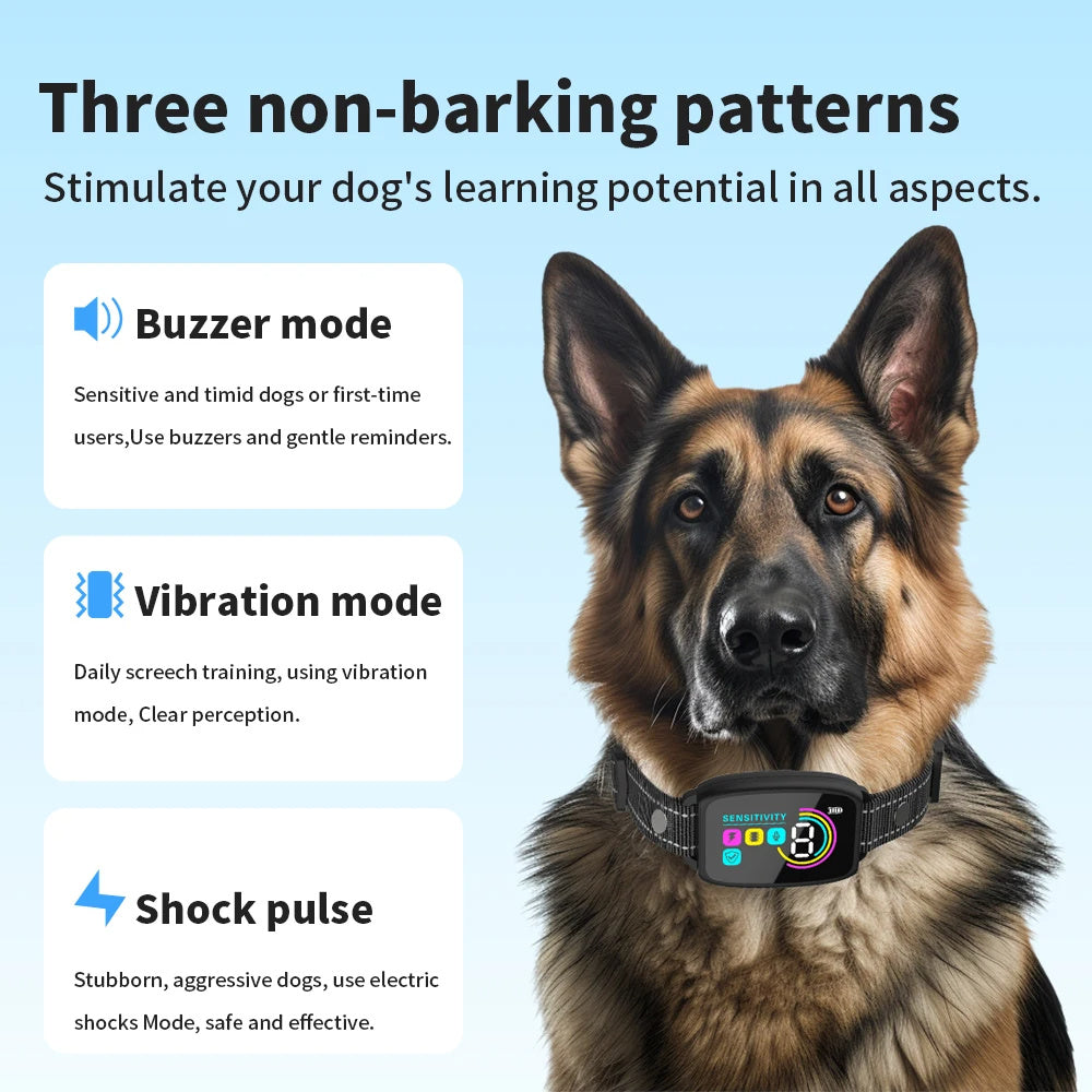 Collar Antiladridos Inteligente – Recargable, Pantalla Digital, Impermeable IP67 para Perros Rusoft Innovation