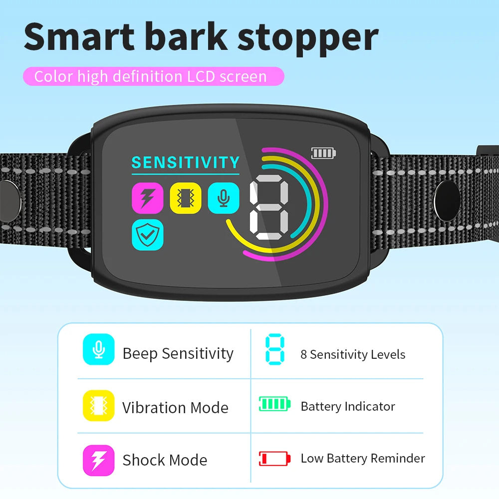 Collar Antiladridos Inteligente – Recargable, Pantalla Digital, Impermeable IP67 para Perros Rusoft Innovation