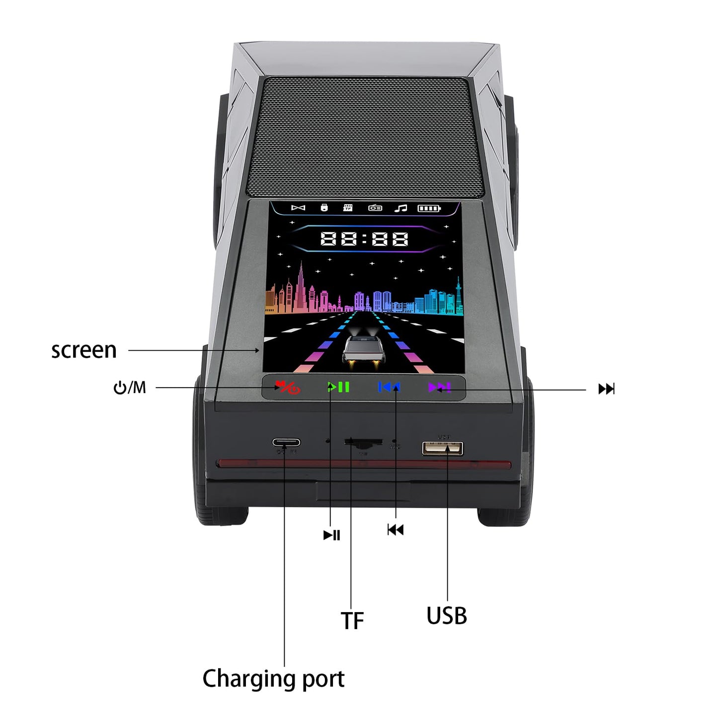 WS-580 Bluetooth Pickup Truck Portable Speaker With Display, High-definition Sound, TWS Pairing, FM Radio, Built-in Microphone For Hands-free Calls, A Surprising Gift For Car Enthusiasts Rusoft Innovation