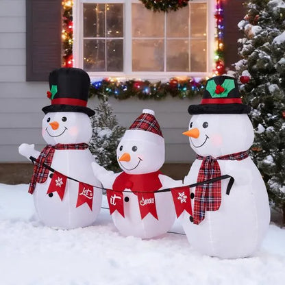 6.2FT Lighted Christmas Inflatable Decoration, Inflatable Snowman Family With Bunting, Funny Blow Up Yard Decorations With Built-in LED Lights For Holiday Party Front Yard Lawn Garden Decor Rusoft Innovation