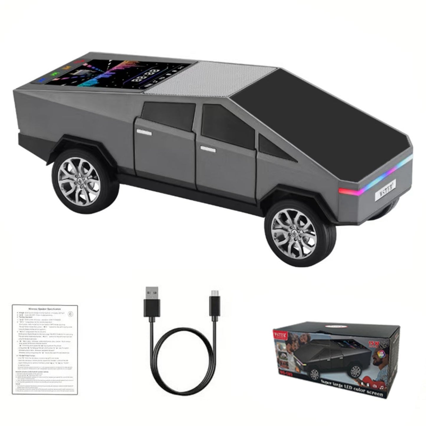 WS-580 Bluetooth Pickup Truck Portable Speaker With Display, High-definition Sound, TWS Pairing, FM Radio, Built-in Microphone For Hands-free Calls, A Surprising Gift For Car Enthusiasts Rusoft Innovation
