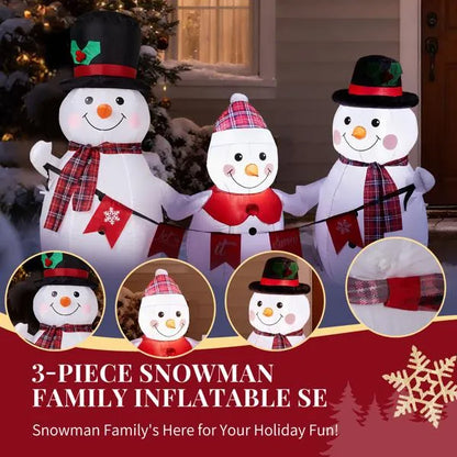 6.2FT Lighted Christmas Inflatable Decoration, Inflatable Snowman Family With Bunting, Funny Blow Up Yard Decorations With Built-in LED Lights For Holiday Party Front Yard Lawn Garden Decor Rusoft Innovation