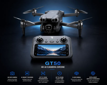 GT50 4K AI Camera Drone with HD Screen Controller Rusoft Innovation